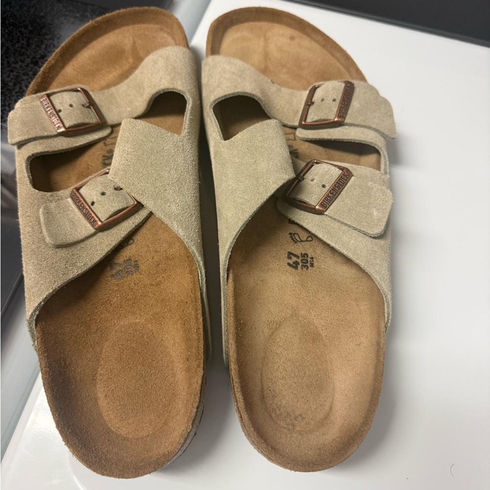 Birkenstock Beige Suede Double Strap Sandals. Never worn